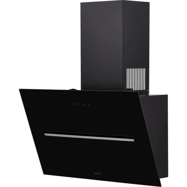 Elica SHY-BLK-60 60 cm Angled Chimney Cooker Hood - Black Glass - For Ducted/Recirculating Ventilation