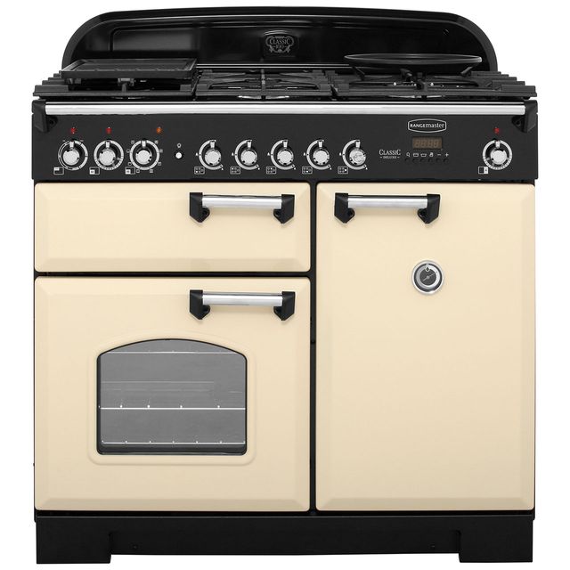 Rangemaster Classic Deluxe CDL100DFFCR/C 100cm Dual Fuel Range Cooker - Cream / Chrome - A/A Rated
