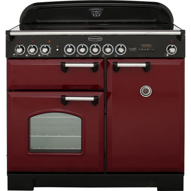 Rangemaster Classic Deluxe CDL100EICY/C 100cm Electric Range Cooker with Induction Hob - Cranberry / Chrome - A/A Rated