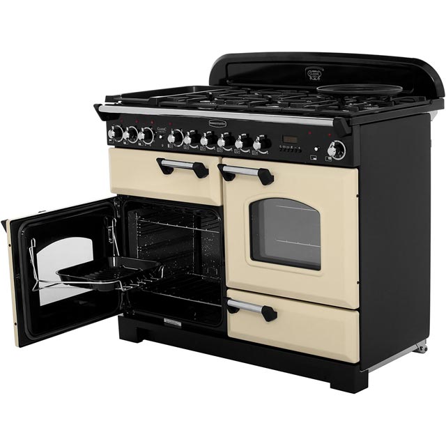 Rangemaster CDL110DFFWH/B Classic Deluxe 110cm Dual Fuel Range Cooker - White / Brass - CDL110DFFWH/B_WH - 3