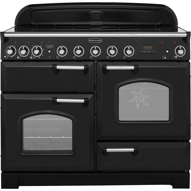 Rangemaster Classic Deluxe CDL110EIBL/C 110cm Electric Range Cooker with Induction Hob - Black / Chrome - A/A Rated