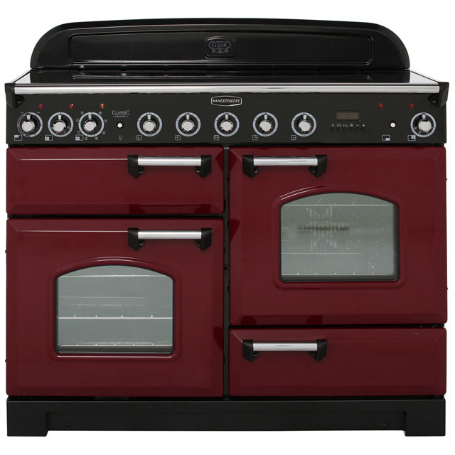 Rangemaster Classic Deluxe CDL110EICY/C 110cm Electric Range Cooker with Induction Hob – Cranberry / Chrome – A/A Rated