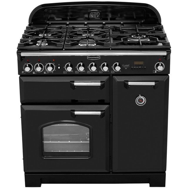 Rangemaster CDL90DFFWH/B Classic Deluxe 90cm Dual Fuel Range Cooker - White / Brass - CDL90DFFWH/B_WH - 5