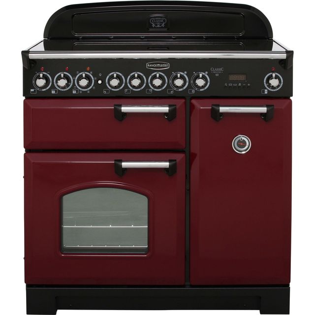 Rangemaster Classic Deluxe CDL90ECSL/B 90cm Electric Range Cooker with Ceramic Hob - Slate Grey / Brass - A/A Rated