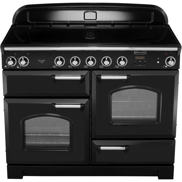 Rangemaster Classic CLA110EIBL/C 110cm Electric Range Cooker with Induction Hob - Black / Chrome - A/A Rated