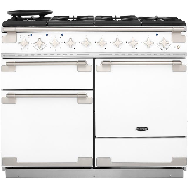 Rangemaster Elise ELS110DFFWH 110cm Dual Fuel Range Cooker - White - A/A Rated