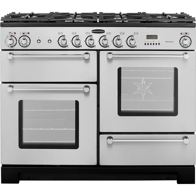 Rangemaster Kitchener KCH110DFFSS/C 110cm Dual Fuel Range Cooker - Stainless Steel / Chrome - A/A Rated