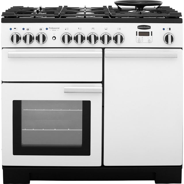 Rangemaster Professional Deluxe PDL100DFFWH/C 100cm Dual Fuel Range Cooker - White - A/A Rated