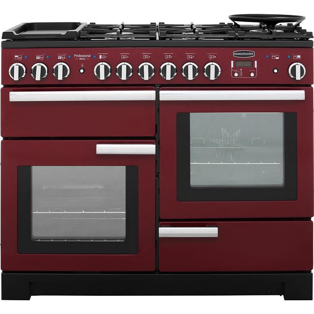 Rangemaster Professional Deluxe PDL110DFFCY/C 110cm Dual Fuel Range Cooker - Cranberry - A/A Rated