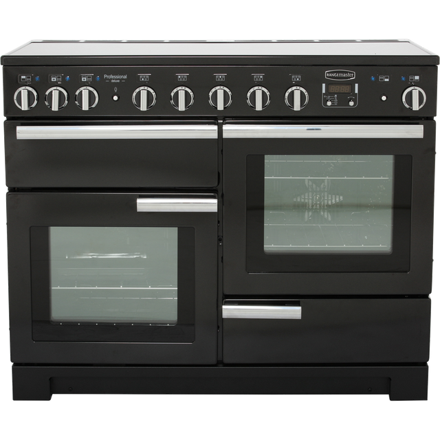 Rangemaster Professional Deluxe PDL110EIGB/C 110cm Electric Range Cooker with Induction Hob - Black / Chrome - A/A Rated