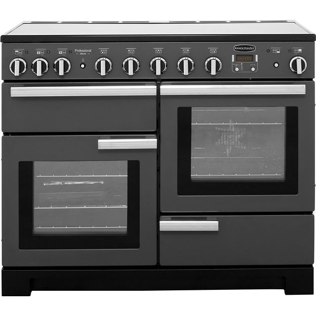 Rangemaster Professional Deluxe PDL110EISL/C 110cm Electric Range Cooker with Induction Hob - Slate / Chrome - A/A Rated