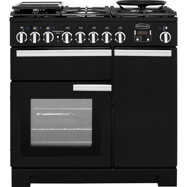 Rangemaster Professional Deluxe PDL90DFFGB/C 90cm Dual Fuel Range Cooker - Black - A/A Rated