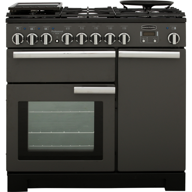 Rangemaster Professional Deluxe PDL90DFFSL/C 90cm Dual Fuel Range Cooker - Slate - A/A Rated