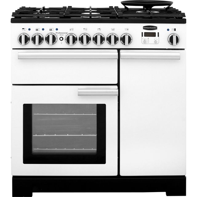 Rangemaster Professional Deluxe PDL90DFFWH/C 90cm Dual Fuel Range Cooker - White - A/A Rated