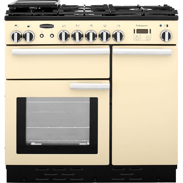 Rangemaster Professional Plus PROP90NGFCR/C 90cm Gas Range Cooker with Electric Fan Oven - Cream - A+/A Rated