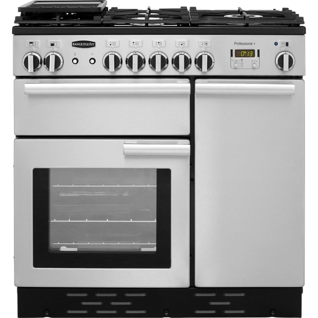 Rangemaster Professional Plus PROP90NGFSS/C 90cm Gas Range Cooker with Electric Fan Oven - Stainless Steel - A+/A Rated