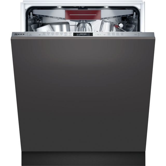 NEFF N70 S187ECX23G Wifi Connected Fully Integrated Standard Dishwasher - Stainless Steel Control Panel with Fixed Door Fixing Kit - D Rated