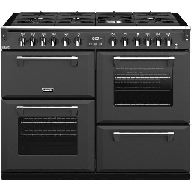 Stoves Colour Boutique Collection Richmond Deluxe S1100DF CB 110cm Dual Fuel Range Cooker - Anthracite - A/A/A Rated - Richmond Deluxe S1100DF CB_AN - 1