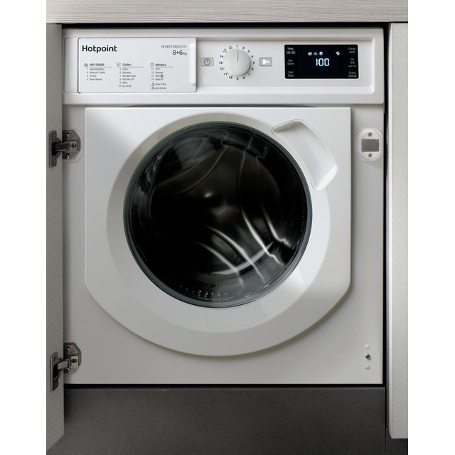 Hotpoint BIWDHG861485UK Integrated 8Kg / 6Kg Washer Dryer with 1400 rpm - White - D Rated