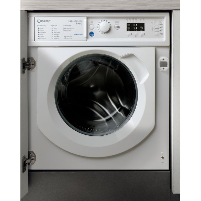 Indesit BIWDIL861485UK Built In 8Kg / 6Kg Washer Dryer - White - BIWDIL861485UK_WH - 1