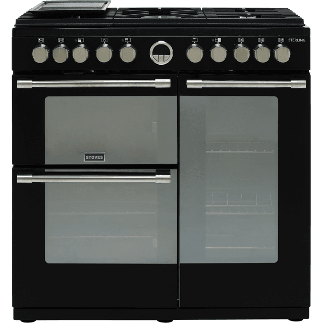 Stoves Sterling S900DF 90cm Dual Fuel Range Cooker – Black – A/A/A Rated