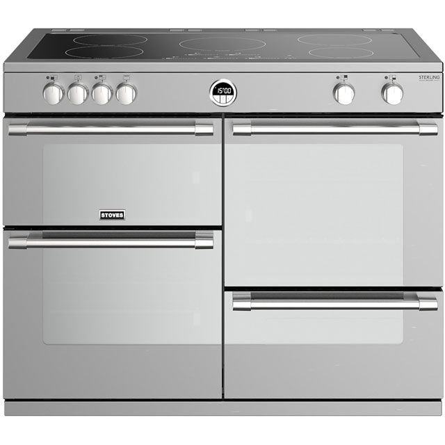 Stoves Sterling Deluxe S1100EI 110cm Electric Range Cooker with Induction Hob - Stainless Steel - A/A/A Rated