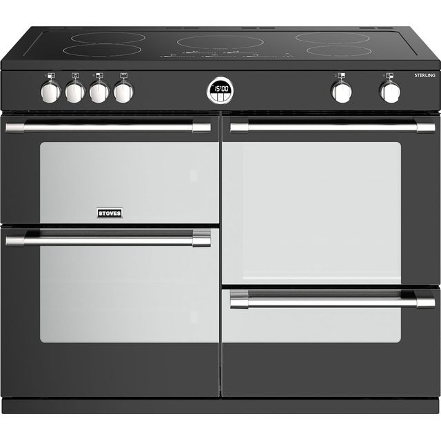 Stoves Sterling S1100EI 110cm Electric Range Cooker with Induction Hob - Black - A/A/A Rated