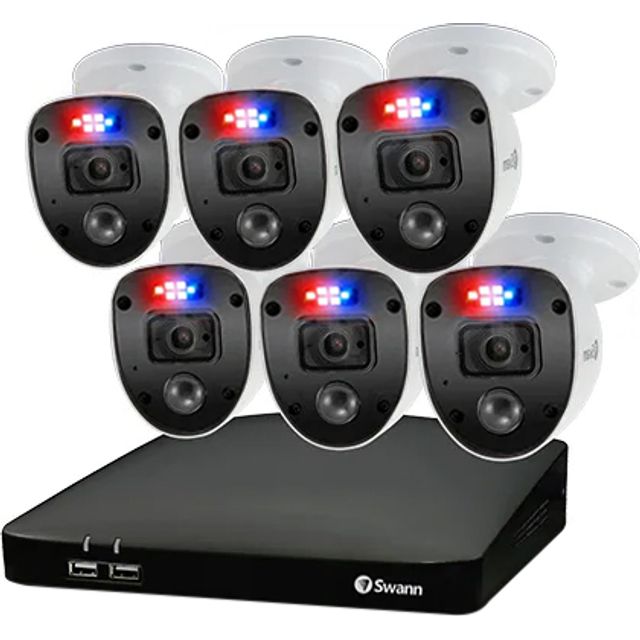 Swann Enforcer 6 Camera 8 Channel DVR Security System Full HD 1080p Smart Home Security Camera - White
