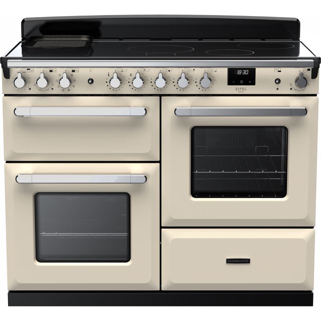 Rangemaster Estel Deluxe ESDLO110EIPPCR/CM1 110cm Electric Range Cooker with Induction Hob – Cream / Chrome – A Rated