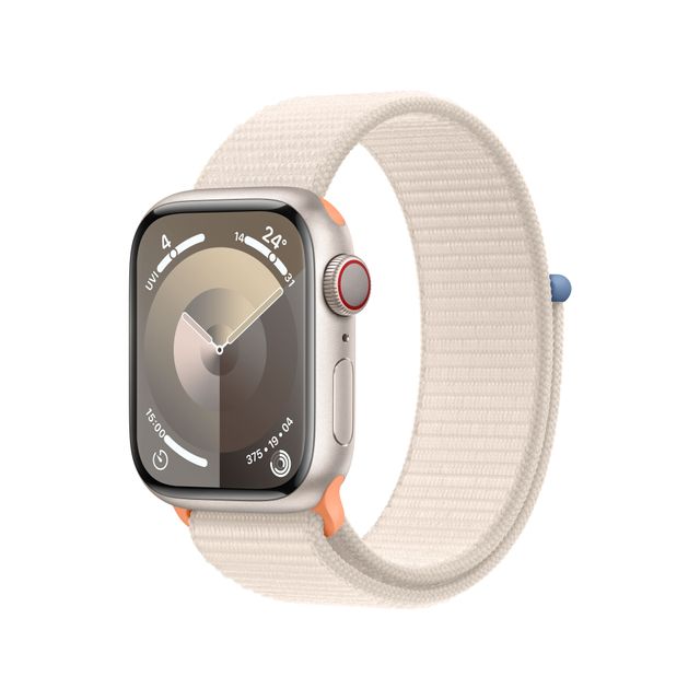 Apple Watch Series 9, 41mm, Starlight Aluminium Case, GPS + Cellular [2023] - Starlight Sport Loop
