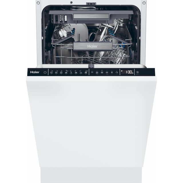 Haier I-Pro Shine Series 4 XI1C3TB2FB-80 Wifi Connected Integrated Slimline Dishwasher - Black Control Panel with Fixed Door Fixing Kit - C Rated