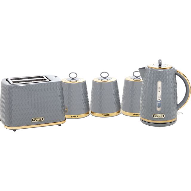 Tower Empire AOBUNDLE019 Kettle And Toaster Set - Grey