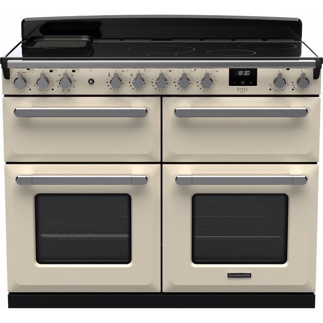 Rangemaster Estel Deluxe ESDLB110EIPPCR/CM1 110cm Electric Range Cooker with Induction Hob – Cream / Chrome – A Rated