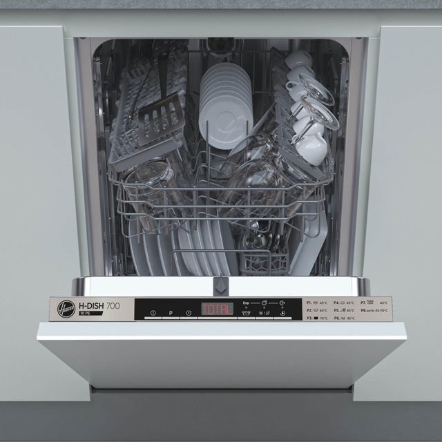 Hoover HDIH2T1047 Fully Integrated Slimline Dishwasher - Stainless Steel Control Panel with Fixed Door Fixing Kit - E Rated