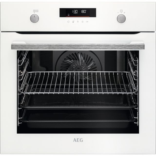 AEG Steambake BPS555060W Built In Electric Single Oven with Pyrolytic Cleaning - White - A+ Rated