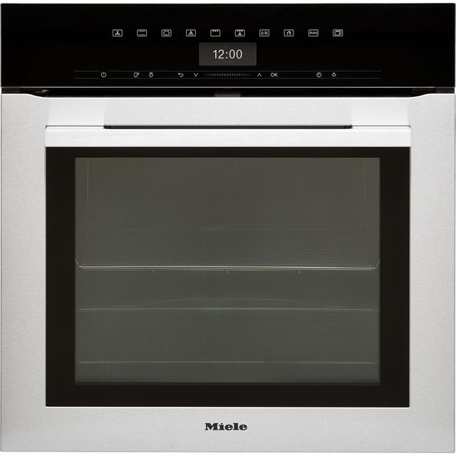 Miele ContourLine H7364BP Wifi Connected Built In Electric Single Oven and Pyrolytic Cleaning - Clean Steel - A+ Rated