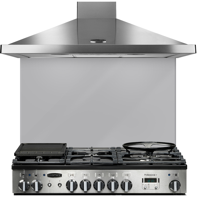 Rangemaster UNBSP1092MS 109 cm Coloured Glass Splashback - Metallic Silver