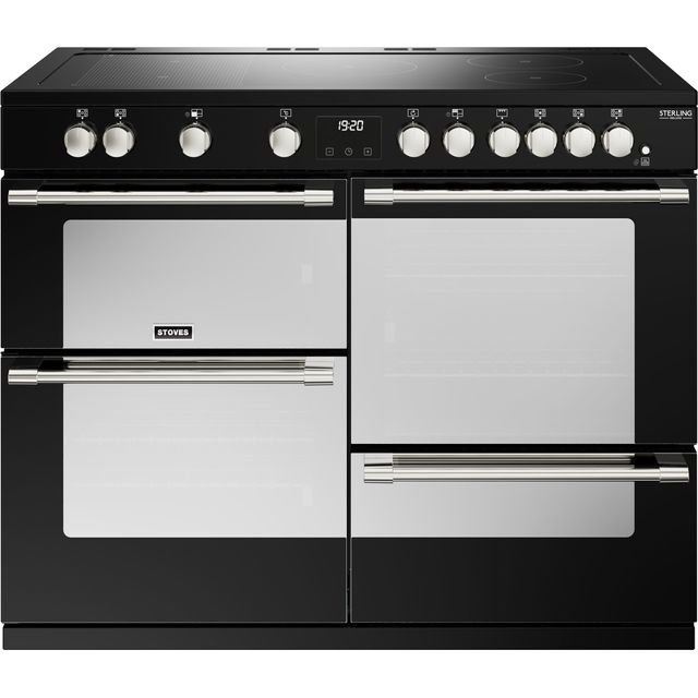 Stoves Sterling Deluxe ST DX STER D1100Ei RTY BK Electric Range Cooker with Induction Hob – Black – A/A/A Rated