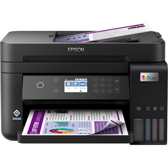 Epson EcoTank ET-3850 Print/Scan/Copy Wi-Fi Ink Tank Printer, With Up To 3 Years Worth Of Ink Included & Color Copy A4 Paper - 200gsm, 1 pack of 250 sheets