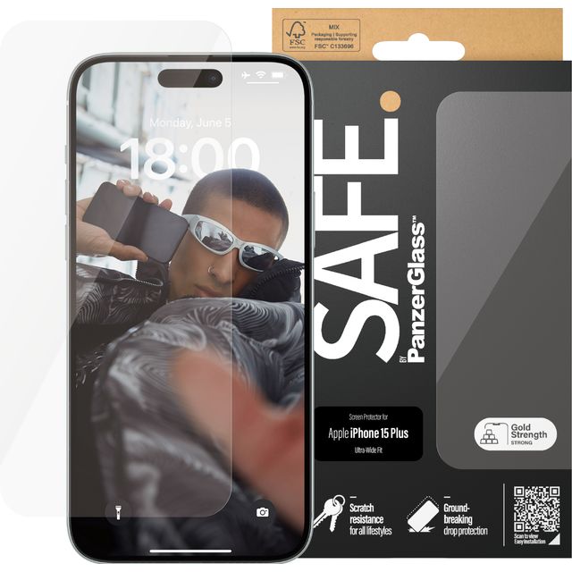 SAFE. by PanzerGlass Screen Protector for iPhone 15 Plus - Transparent