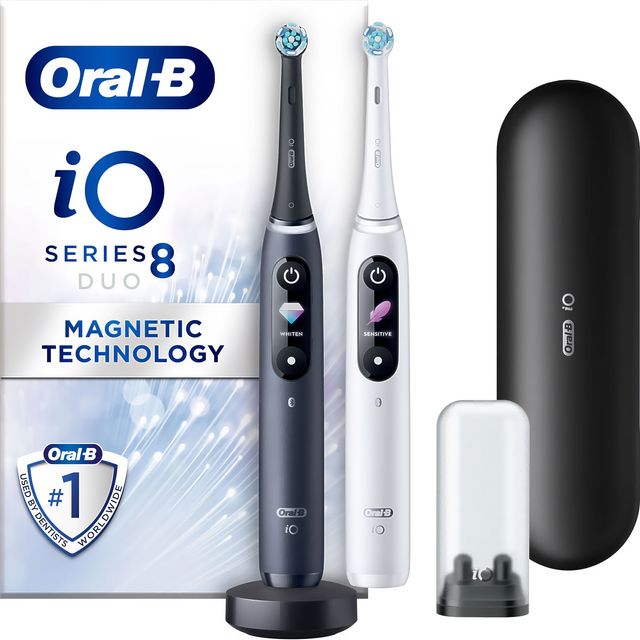 Oral-B iO 8 Electric Toothbrush - White Alabaster & Black Onyx