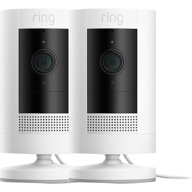 Ring Stick Up Cam Plug-In (Twin Pack) HD 1080p Smart Home Security Camera - White