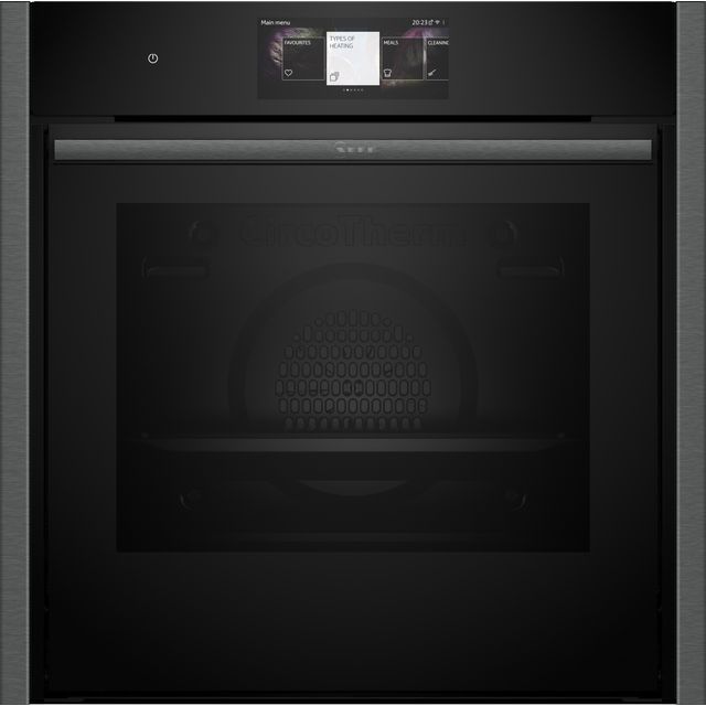 NEFF N90 Slide & Hide B64CT73G0B Built In Electric Single Oven with Pyrolytic Cleaning - Graphite - A+ Rated