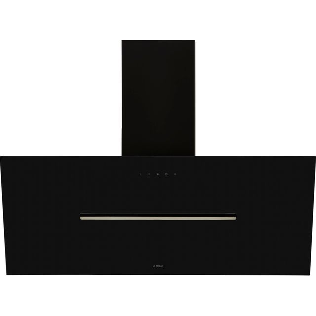 Elica SHY-BLK-90 90 cm Angled Chimney Cooker Hood – Black Glass – For Ducted/Recirculating Ventilation