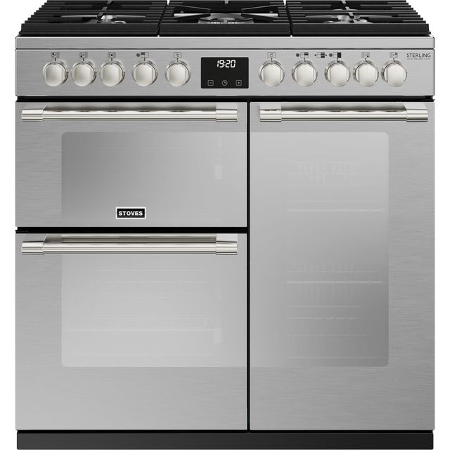 Stoves Sterling Deluxe ST DX STER D900DF SS 90cm Dual Fuel Range Cooker - Stainless Steel - A/A/A Rated
