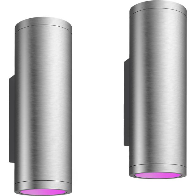 Philips Hue Appear White & Colour Outdoor Wall Light Twin Pack - Silver