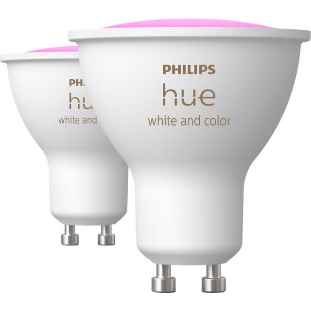 Philips Hue White and Colour Ambience GU10 Smart Bulb - 2 Pack - White