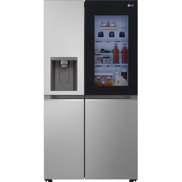 LG InstaView ThinQ GSGV80PYLL Wifi Connected Plumbed Total No Frost American Fridge Freezer - Prime Silver - E Rated