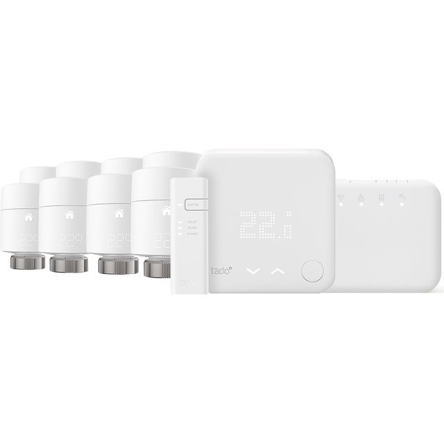 tado Starter Kit V3 Wireless Smart Thermostat with Smart Radiator Thermostats - 8 Pack - DIY Install - White