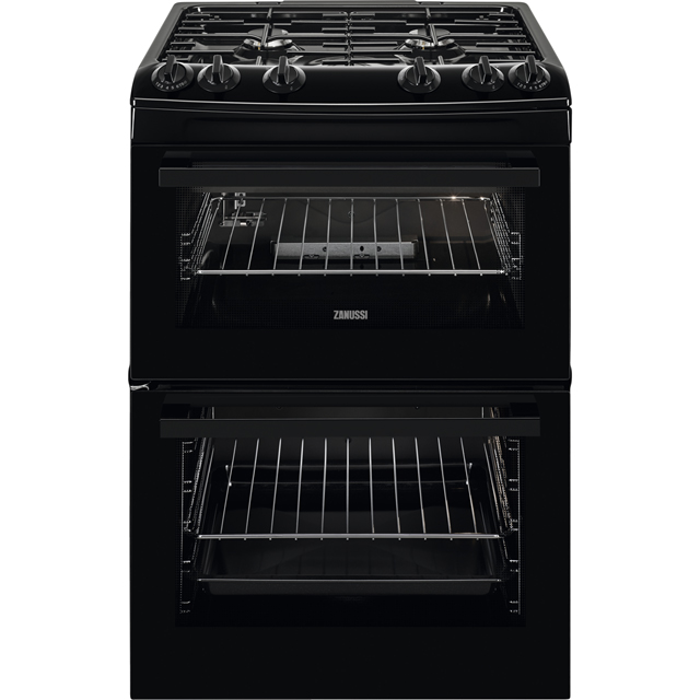 Zanussi ZCG63080BV 60cm Gas Cooker with Full Width Electric Grill - Black - A/A Rated